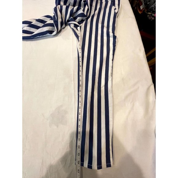 Akira Chicago Womens Striped Jumpsuit Stretch Pockets White Blue Size Large - Picture 8 of 11